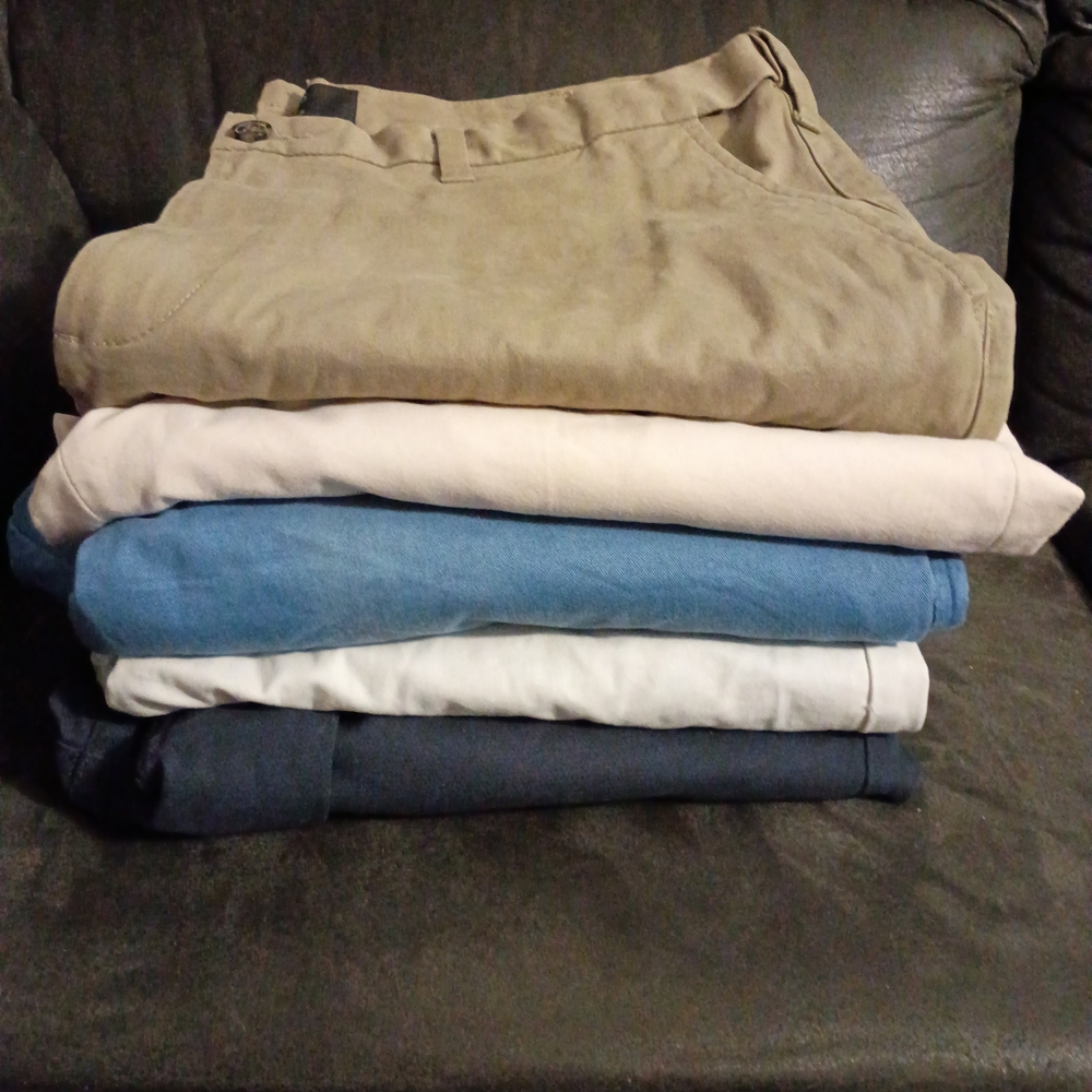 5 Pairs Men's Casual Pants  - Tan, Blue, Gray, Beige